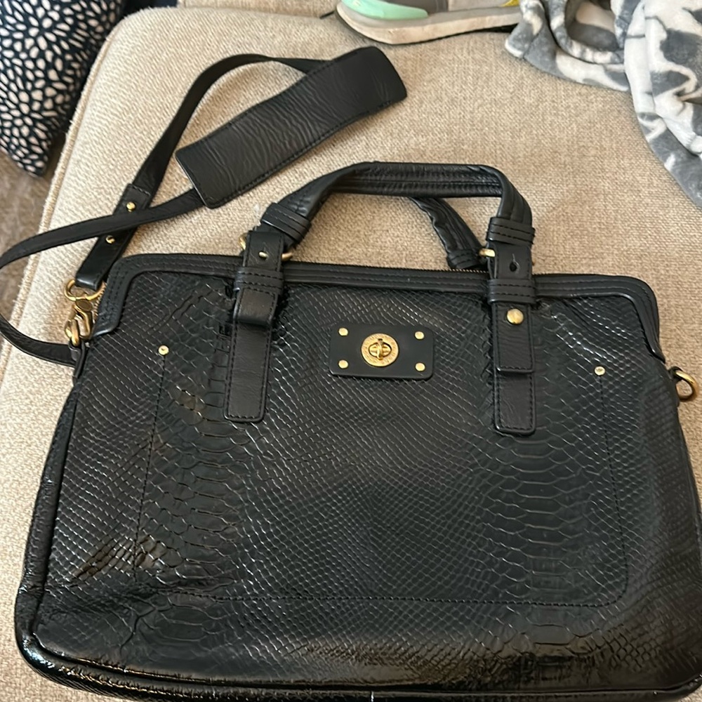 Marc Jacobs black leather lap top case purse